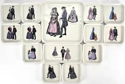 Serveerset, Villeroy & Boch - "Burgherdragt", midden 20e eeuw – kavel bij Veilinghuis Klinkhamer, Groningen
