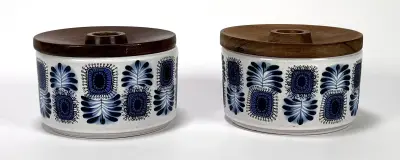Keramieken dekselpotten, ADCO – blauw decor, tweede helft 20e eeuw – kavel bij Veilinghuis Klinkhamer, Groningen