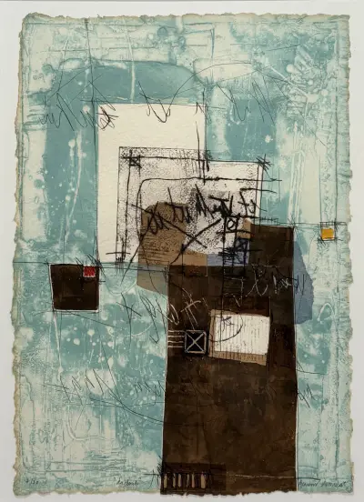 Grafiek, Bernard Remusat - "Raboud", abstracte compositie, eind 20e eeuw – kavel bij Veilinghuis Klinkhamer, Groningen