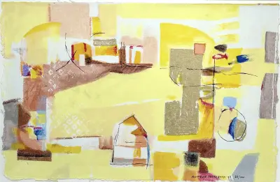 Zeefdruk, Anneke Peereboom - "Luce del Giorno I", abstracte compositie, 1998 – kavel bij Veilinghuis Klinkhamer, Groningen