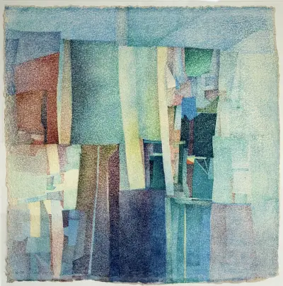 Litho, George Point -"Port Kosme", abstracte compositie. begin 21e eeuw – kavel bij Veilinghuis Klinkhamer, Groningen