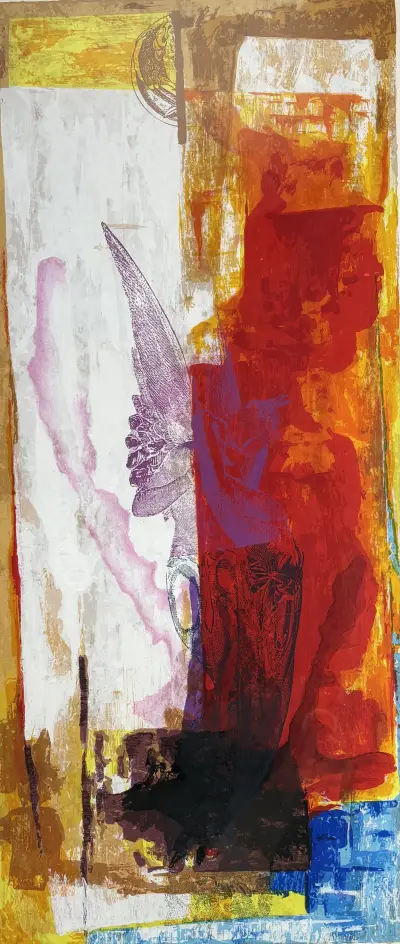 Zeefdruk, Piotr Konkel - 'Rising', abstracte compositie, 2000 – kavel bij Veilinghuis Klinkhamer, Groningen