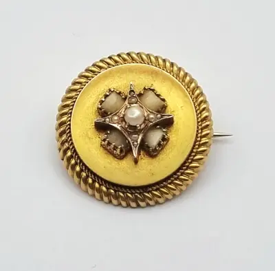 14 karaat gouden broche met parels, ca. 1900 – kavel bij Veilinghuis Klinkhamer, Groningen