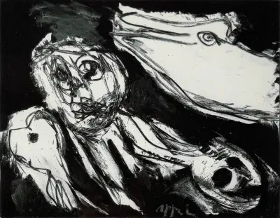 Litho, Karel Appel - "Deux Personnages", 1971 – kavel bij Veilinghuis Klinkhamer, Groningen