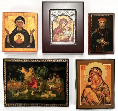 Iconen en lakminiatuur – religieuze voorstellingen, Rusland, 20e eeuw – kavel bij Veilinghuis Klinkhamer, Groningen