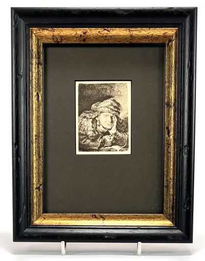 Heliogravure, Rembrandt van Rijn – "Een oude slapende vrouw", ca. 1890–1895 – kavel bij Veilinghuis Klinkhamer, Groningen