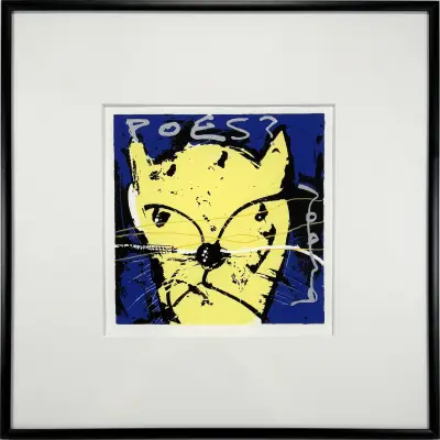 Zeefdruk, Herman Brood – "Poes?", 1999 – kavel bij Veilinghuis Klinkhamer, Groningen