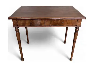Biedermeier mahoniehouten sidetable – twee laden, 19e eeuw – kavel bij Veilinghuis Klinkhamer, Groningen