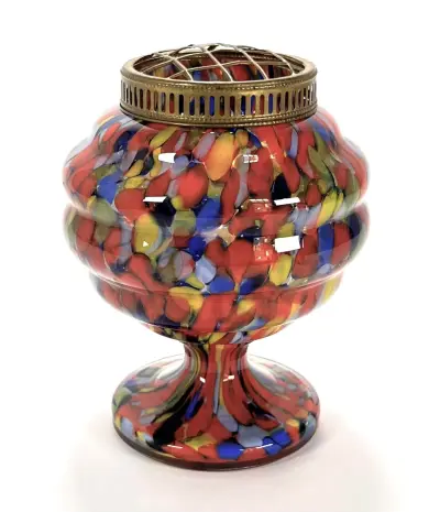 Art Deco bloemsteker met metalen rooster - Bohemen, ca. 1930 – kavel bij Veilinghuis Klinkhamer, Groningen