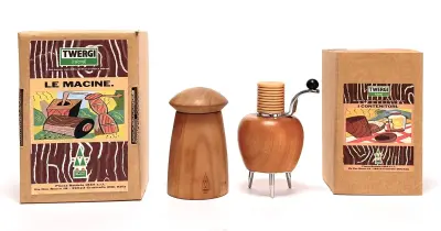 Pepermolen en zoutvaatje, ontwerp Adalberto Pironi voor Alessi - Italië, 1989 – kavel bij Veilinghuis Klinkhamer, Groningen