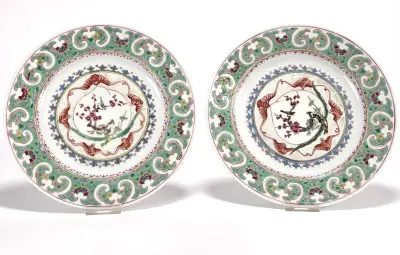 Porseleinen borden – vogels en bloesemdecor, China, late Qing periode, ca. 1900 – kavel bij Veilinghuis Klinkhamer, Groningen