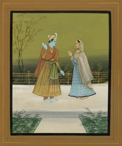 Miniatuurschilderij - Krishna en Radha, India, 20e eeuw – kavel bij Veilinghuis Klinkhamer, Groningen