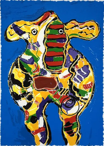 Zeefdruk, Peter Diem - "Koe Blauw Diëm", 2000 – kavel bij Veilinghuis Klinkhamer, Groningen