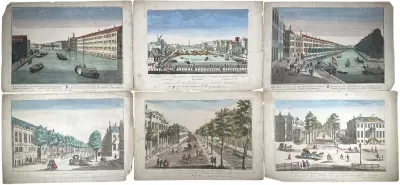 Handgekleurde opticaprenten - Amsterdam, Den Haag en Voorhout, ca. 1770 – kavel bij Veilinghuis Klinkhamer, Groningen