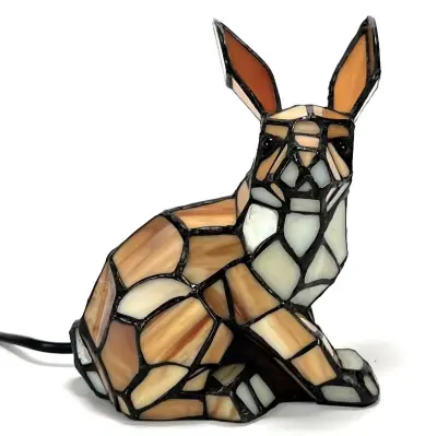 Glas-in-lood bedlamp konijn - Tiffany stijl, eind 20e eeuw – kavel bij Veilinghuis Klinkhamer, Groningen