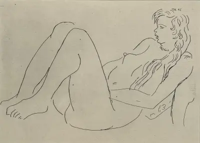 Prent, Henri Matisse – liggende naaktstudie, 20e eeuw – kavel bij Veilinghuis Klinkhamer, Groningen