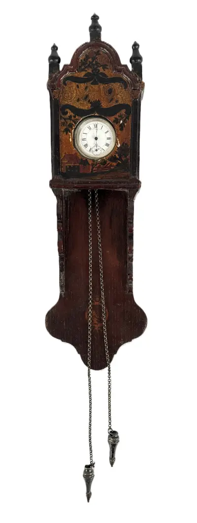 Zakhorloge in houder - houten kast, eerste helft 20e eeuw – kavel bij Veilinghuis Klinkhamer, Groningen