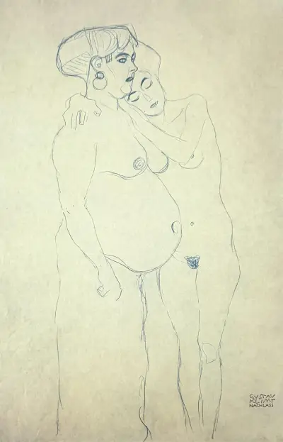 Prent, Gustav Klimt – twee naaktfiguren, 1979 – kavel bij Veilinghuis Klinkhamer, Groningen