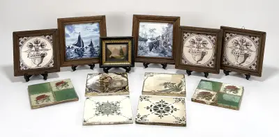 Tegels en schilderijtje – florale en maritieme decors, 20e eeuw – kavel bij Veilinghuis Klinkhamer, Groningen