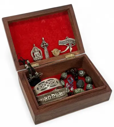 Sieradenkistje met etnische en spirituele sieraden, 20e eeuw – kavel bij Veilinghuis Klinkhamer, Groningen
