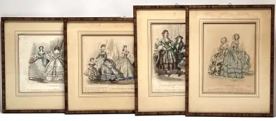 Litho's – modeprenten met handgekleurde dames, 19e eeuw – kavel bij Veilinghuis Klinkhamer, Groningen
