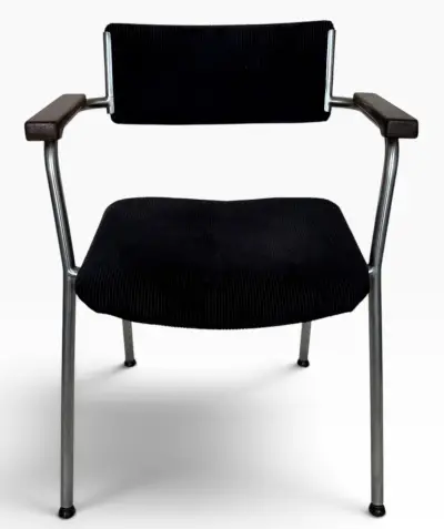 Gispen stoel, model 1235 – buisframe met houten armleuningen, ca. 1960 – kavel bij Veilinghuis Klinkhamer, Groningen