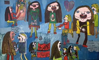 Acryl/olieverfschilderij, Dina de Jonge – figuratief tafereel, 2002 – kavel bij Veilinghuis Klinkhamer, Groningen