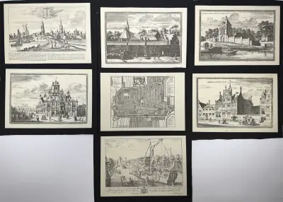 Kopergravures – stadsgezichten en plattegrond Delft, 17e/18e eeuw – kavel bij Veilinghuis Klinkhamer, Groningen