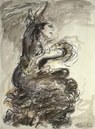 Gemengde techniek, Margarita Nicolaas - "De flamenco danseres", 2002 – kavel bij Veilinghuis Klinkhamer, Groningen
