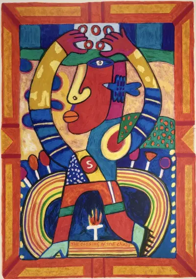 Zeefdruk, Clemens Briels – 'The Closing of the Chain', 2000 – kavel bij Veilinghuis Klinkhamer, Groningen