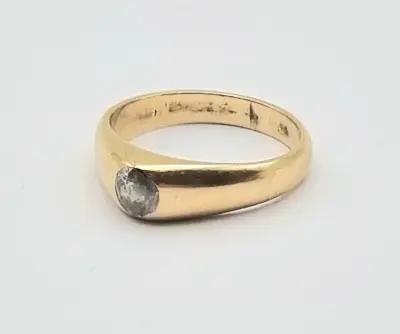 14 karaat gouden ring met diamant, 20e eeuw – kavel bij Veilinghuis Klinkhamer, Groningen