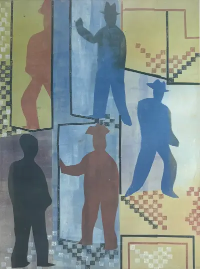 Prent, H.N. Werkman – "Draaideur van het postkantoor 2", 1985 – kavel bij Veilinghuis Klinkhamer, Groningen