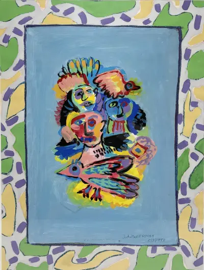 Acrylschilderij, J.A. Zweerman – "Randbewerking I", 1993 – kavel bij Veilinghuis Klinkhamer, Groningen