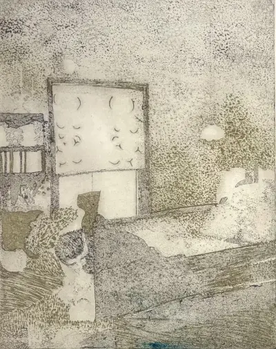 Grafiek, Dina Belga – "een ruimte", 1981 – kavel bij Veilinghuis Klinkhamer, Groningen