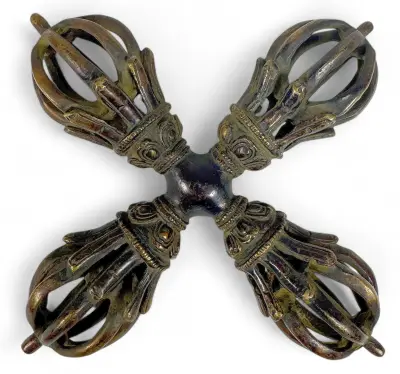 Dubbele dorje – vishvavajra, boeddhistisch ritueel object, Tibet, 20e eeuw – kavel bij Veilinghuis Klinkhamer, Groningen