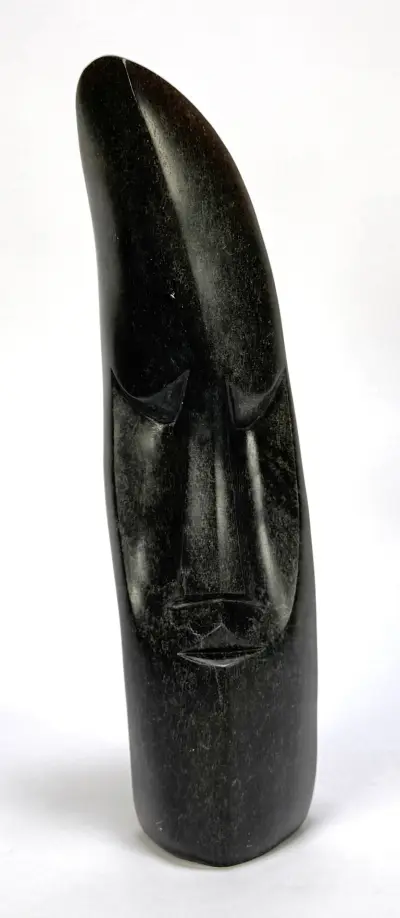 Sculptuur, R. Mteki – Shona gestileerd hoofd, Zimbabwe, eind 20e eeuw – kavel bij Veilinghuis Klinkhamer, Groningen