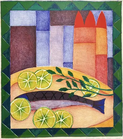 Litho, Fenneke van der Elst – "De Vis", 1998 – kavel bij Veilinghuis Klinkhamer, Groningen
