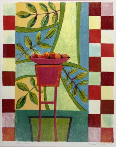Litho, Fenneke van der Elst – "Villa Maria", eind 20e eeuw – kavel bij Veilinghuis Klinkhamer, Groningen