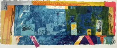 Zeefdruk, Jos Verwiel - 'Bluebox' – abstracte compositie, 2007 – kavel bij Veilinghuis Klinkhamer, Groningen