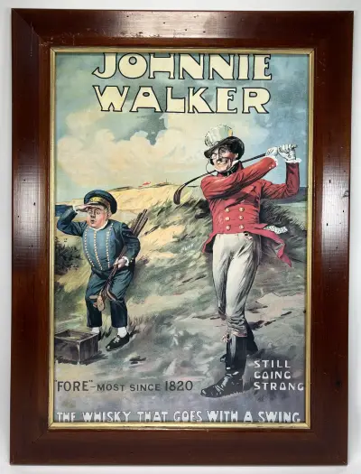 Poster Johnnie Walker – 'The Whisky that Goes with a Swing' – golfscène naar Tom Browne, 20e eeuw – kavel bij Veilinghuis Klinkhamer, Groningen