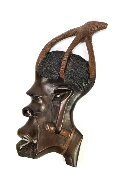Houten wanddecoratie - mannelijk profiel, Afrika, 20e eeuw – kavel bij Veilinghuis Klinkhamer, Groningen