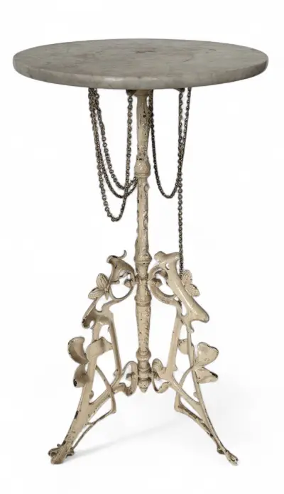 Art Nouveau gietijzeren plantentafel met marmeren blad, ca. 1900 – kavel bij Veilinghuis Klinkhamer, Groningen