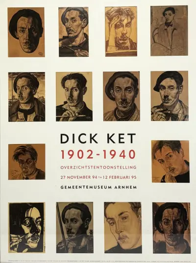 Tentoonstellingsposter Dick Ket – overzichtstentoonstelling Gemeentemuseum Arnhem, 1994 – kavel bij Veilinghuis Klinkhamer, Groningen