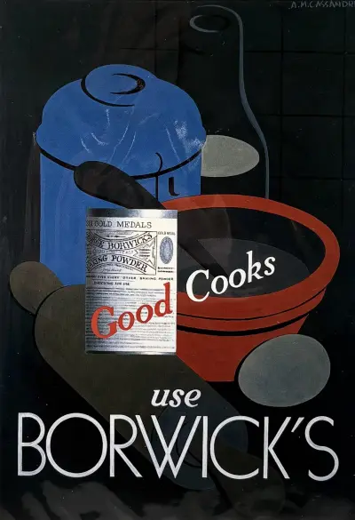 Affiche, A.M. Cassandre - 'Good Cooks use Borwick's', herdruk – kavel bij Veilinghuis Klinkhamer, Groningen