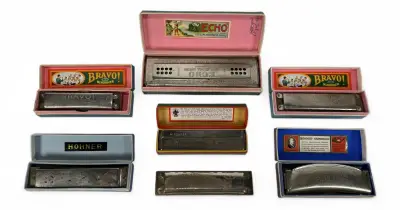Mondharmonica's, Hohner – diverse modellen, Duitsland, 20e eeuw – kavel bij Veilinghuis Klinkhamer, Groningen