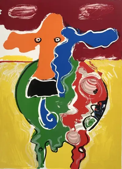 Zeefdruk, Peter Diem - 'Orange Nose Cow', jaren '90 – kavel bij Veilinghuis Klinkhamer, Groningen