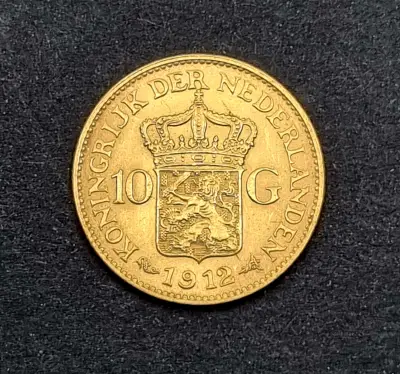 Gouden tientje Wilhelmina met hermelijnen mantel - Nederland, 1912 – kavel bij Veilinghuis Klinkhamer, Groningen