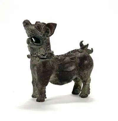 Bronzen beeld Foo Dog - tempelleeuw, China, ca. 1900 – kavel bij Veilinghuis Klinkhamer, Groningen