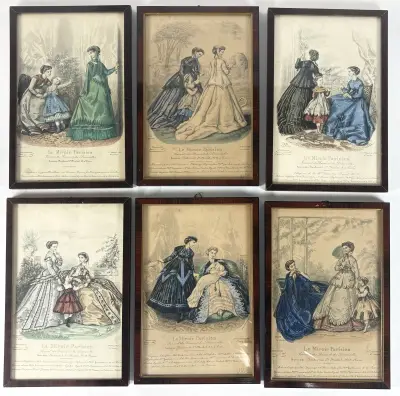 Gravures Le Miroir Parisien - modeprenten, 1866–1867 – kavel bij Veilinghuis Klinkhamer, Groningen