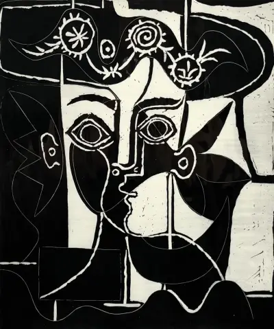 Heliogravure, Pablo Picasso – "Grande tête de femme au chapeau orné", laatste kwart 20e eeuw – kavel bij Veilinghuis Klinkhamer, Groningen